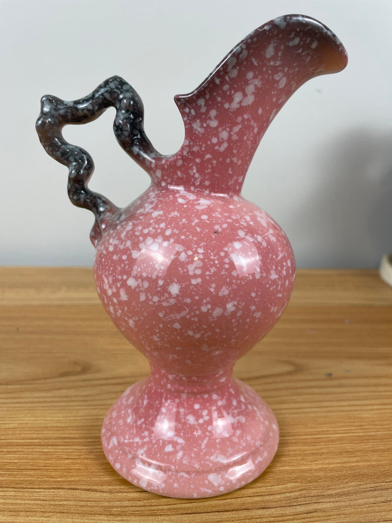 6 1/2" Hull Art Pottery Pink Mottled Woodland Ewer Pitcher Vase W6