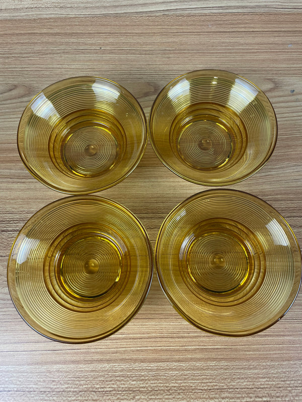 Vintage Indiana Glass Co. Old English Threading Set of 4 Bowls Depression Glass