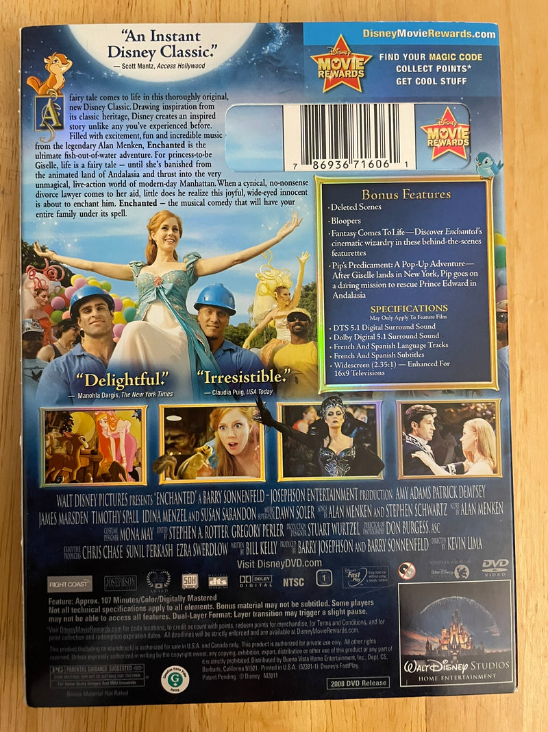 Enchanted DVD Musical Family 2007 PG Amy Adams Patrick Dempsey