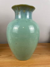 Fulper Pottery Arts & Crafts Mission Baluster Vase in Green Crystalline Glaze 12"