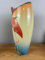 Franz Porcelain Flamingo Vase, Handmade and Hand Painted Artisan Flamingo Vase