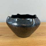 American Southern Art Pottery North Carolina Gunmetal Gray Pinched Rim Vase Bowl