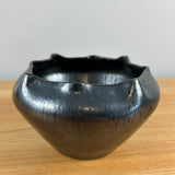 American Southern Art Pottery North Carolina Gunmetal Gray Pinched Rim Vase Bowl