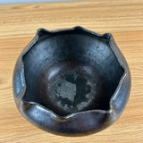 American Southern Art Pottery North Carolina Gunmetal Gray Pinched Rim Vase Bowl