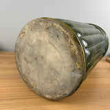 Zanesville Stoneware Early 1900s Green Majolica Ribbed Floral Banded 20" Umbrella Stand