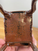 American Studio Art Pottery Chair Figure With Brown Glaze Similar to John Glick.