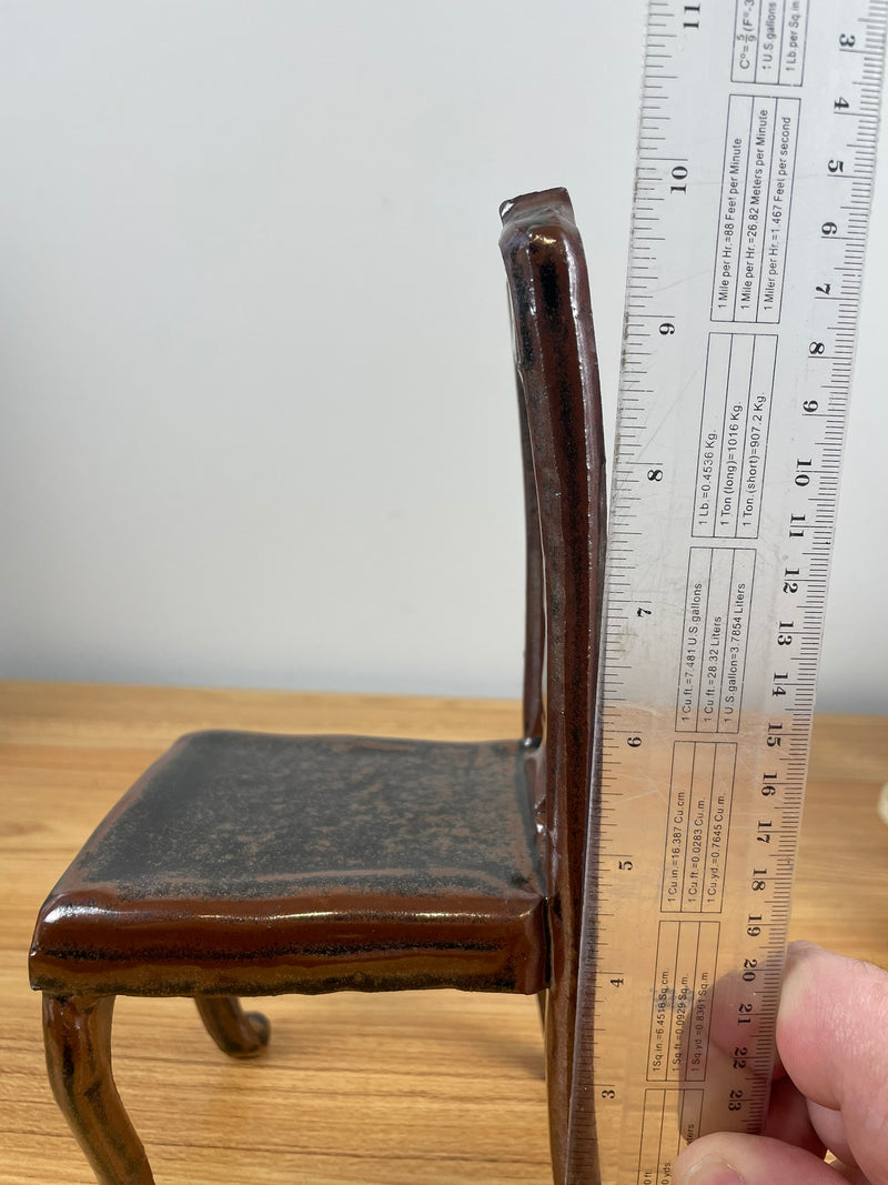 American Studio Art Pottery Chair Figure With Brown Glaze Similar to John Glick.