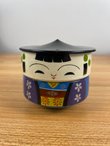 Vtg Geisha Japan Plastic Jewelry Trinket OMC Stacking Box Asian Doll 3 pc set