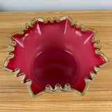 Stevens & Williams Late 19th Century Cased Cranberry Ruffled Rim Art Glass Bowl