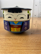 Vtg Geisha Japan Plastic Jewelry Trinket OMC Stacking Box Asian Doll 3 pc set