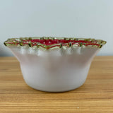 Stevens & Williams Late 19th Century Cased Cranberry Ruffled Rim Art Glass Bowl