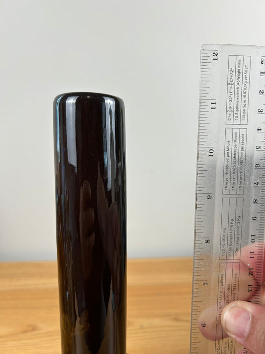 JB Owens Utopian Standard Glaze Bulbous Hexagon Base Vase With Skinny Neck.