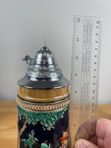 Vintage German Beer Stein - 11 Inch Tall With Lid -Tree Limb Handle-Excellent