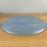 Phoenix Consolidated Art Deco Glass Platter, 2-side sculpted, blue, Jonquil, 14"