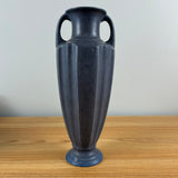 Cowan Art Pottery 1930s Purple Glaze Fluted Body Art Deco Handled Vase 11" Tall