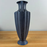 Cowan Art Pottery 1930s Purple Glaze Fluted Body Art Deco Handled Vase 11" Tall