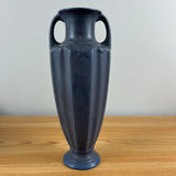 Cowan Art Pottery 1930s Purple Glaze Fluted Body Art Deco Handled Vase 11" Tall