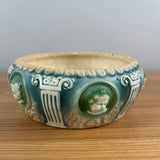 Roseville Art Pottery Cameo II 1920s Green White Planter Bowl Jardiniere