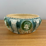 Roseville Art Pottery Cameo II 1920s Green White Planter Bowl Jardiniere