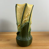 Ephraim Faience Art Pottery 2025 Experimental "Goldenrod" Twisted Body Vase Green Yellow