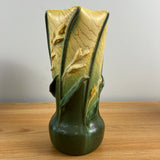 Ephraim Faience Art Pottery 2025 Experimental "Goldenrod" Twisted Body Vase Green Yellow
