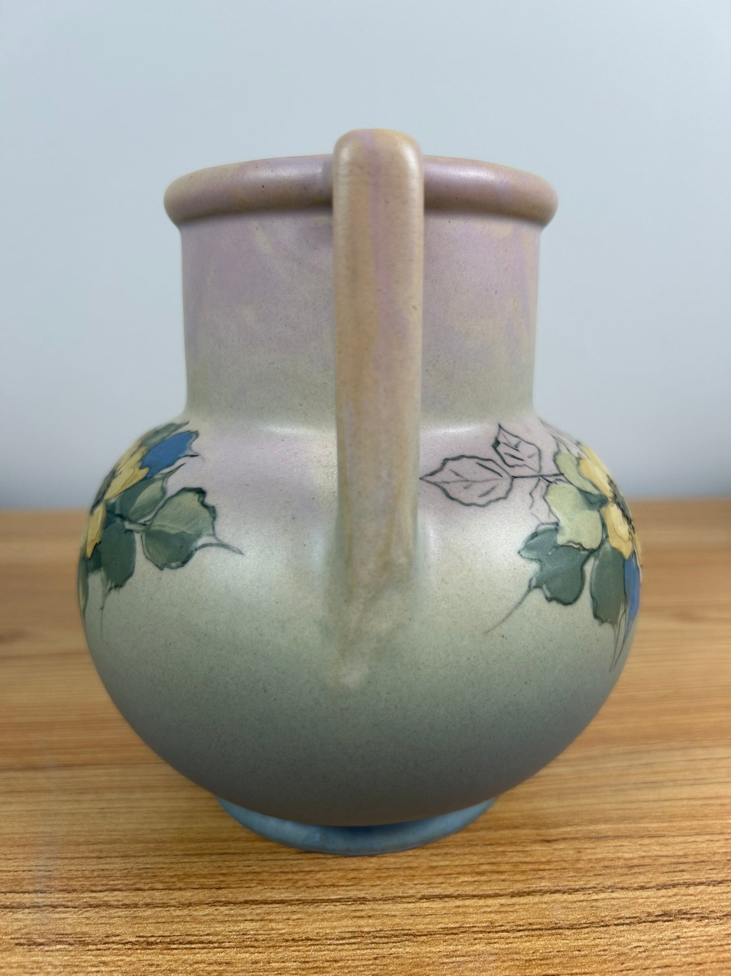 Antique Weller Hudson hand painted double handle vase unsigned