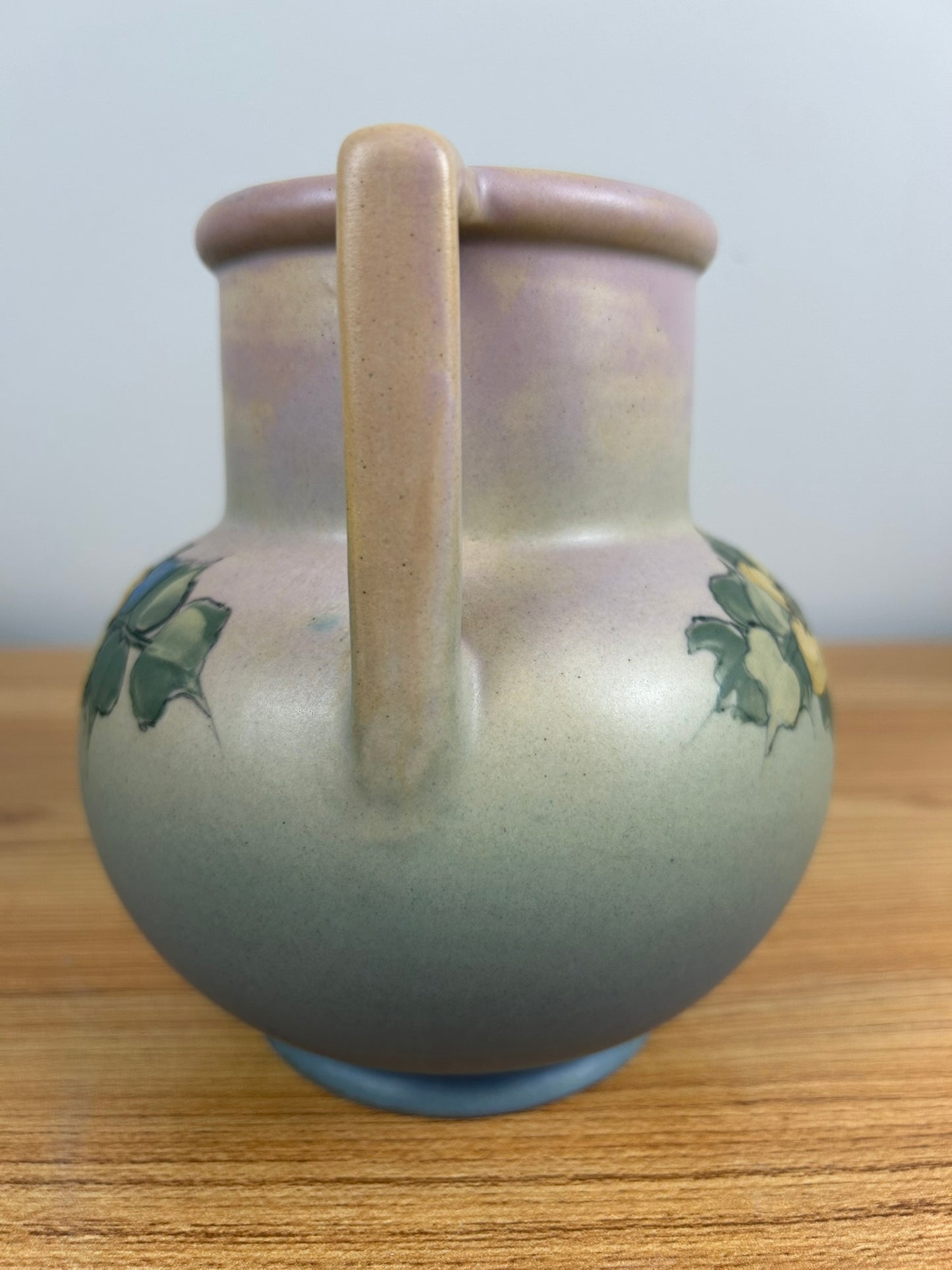 Antique Weller Hudson hand painted double handle vase unsigned