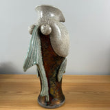 Mitchell Grafton Early 2002 Art Pottery Raku Fired Iridescent Large 13" Tall Fish Vase