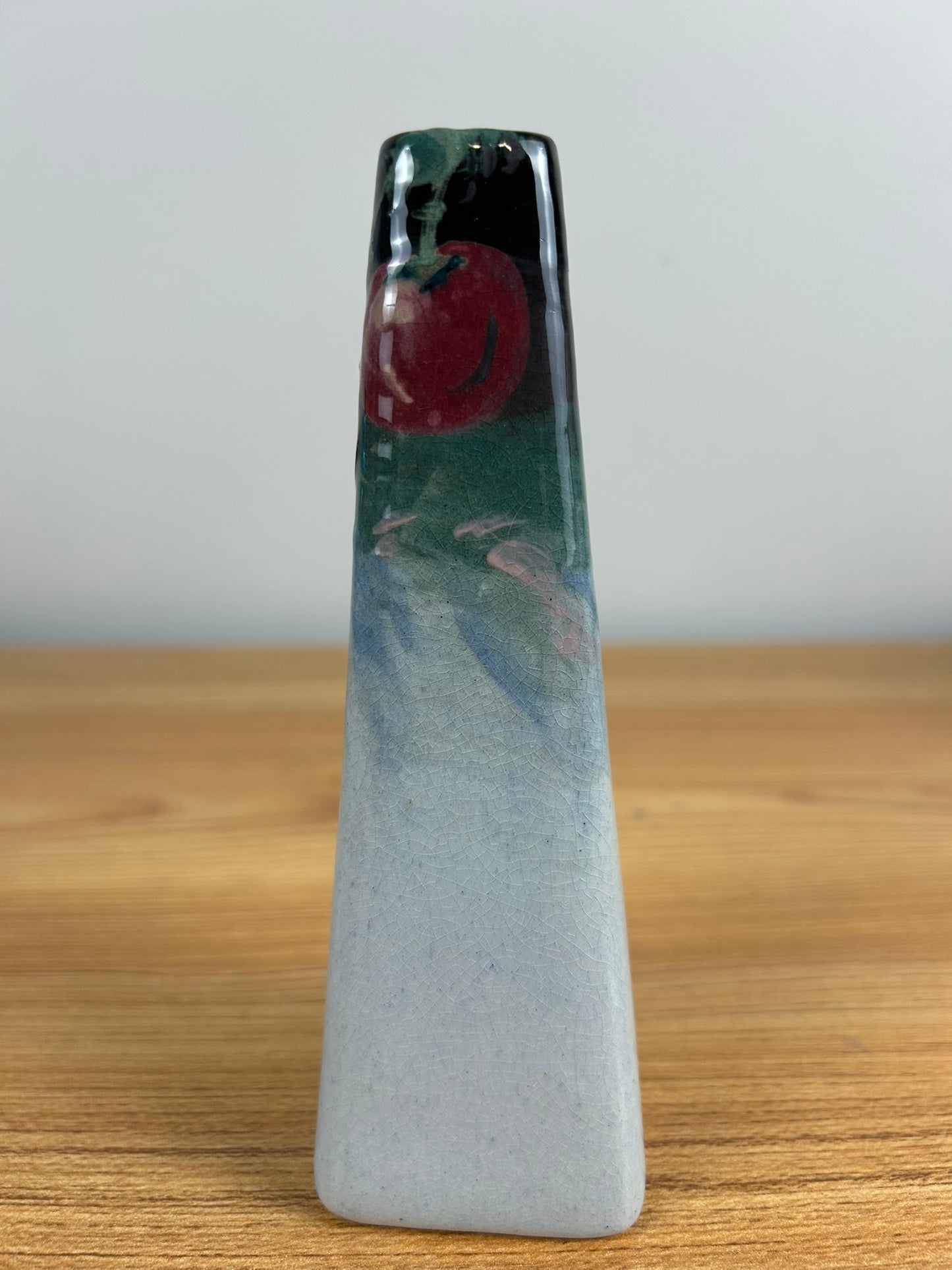 C.1898-1918 WELLER 6" EOCEAN BUD VASE HAND-PAINTED CHERRIES