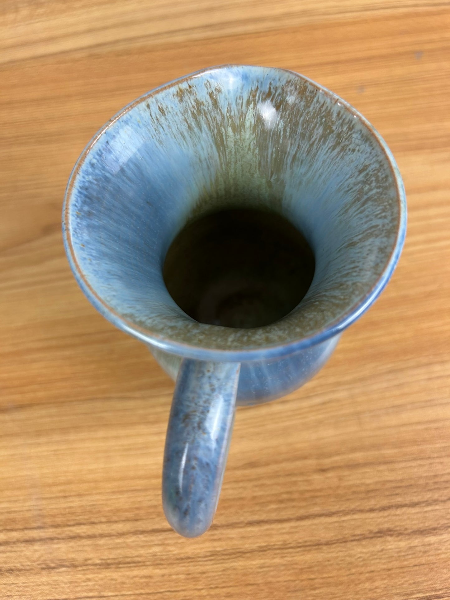 Rushmore Pottery Blue Mottled Glaze 4" Early Handled Pitcher