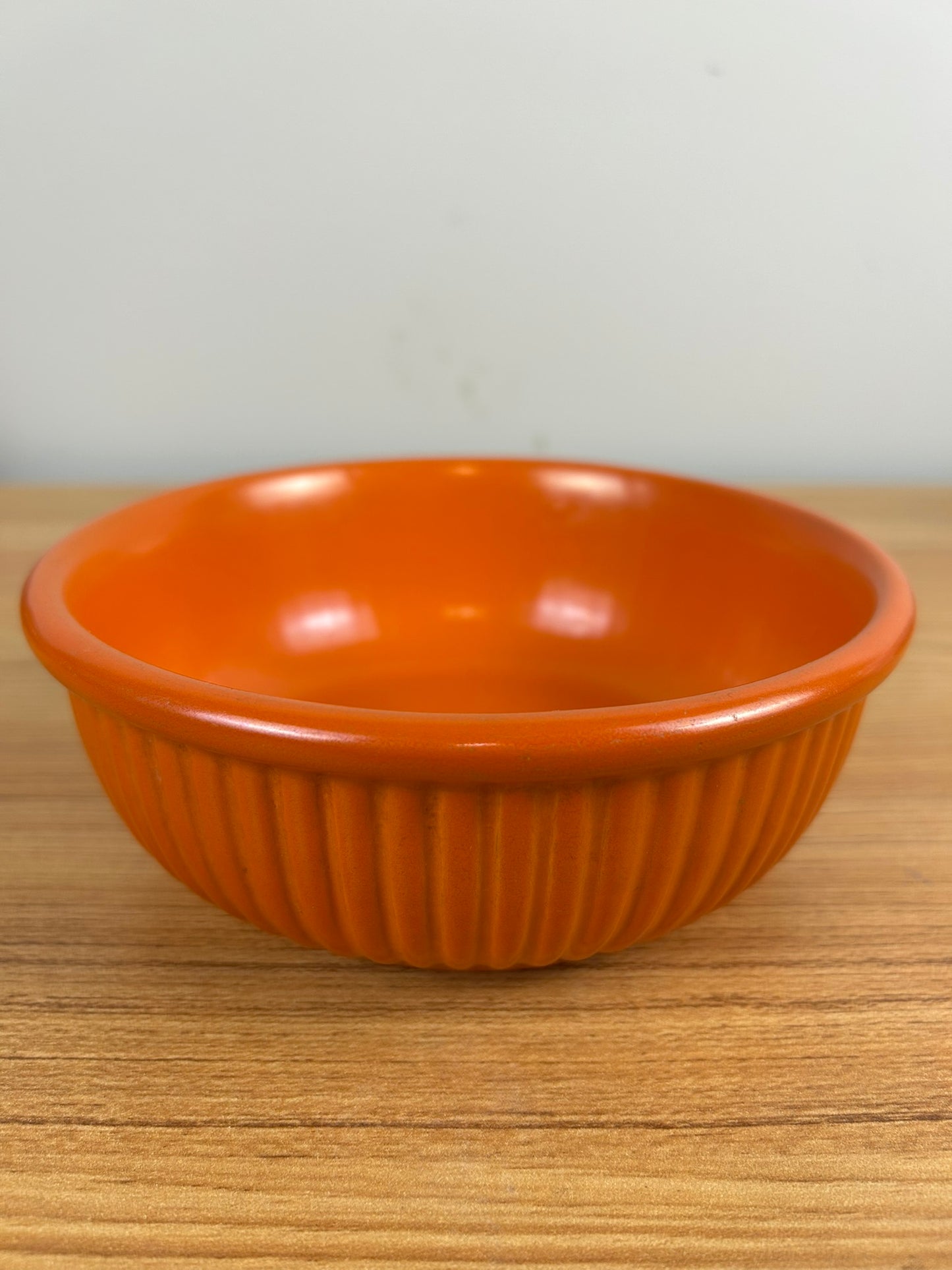 Weller Art Pottery Fluted Side Uranium Oxide Orange Glazed Bowl