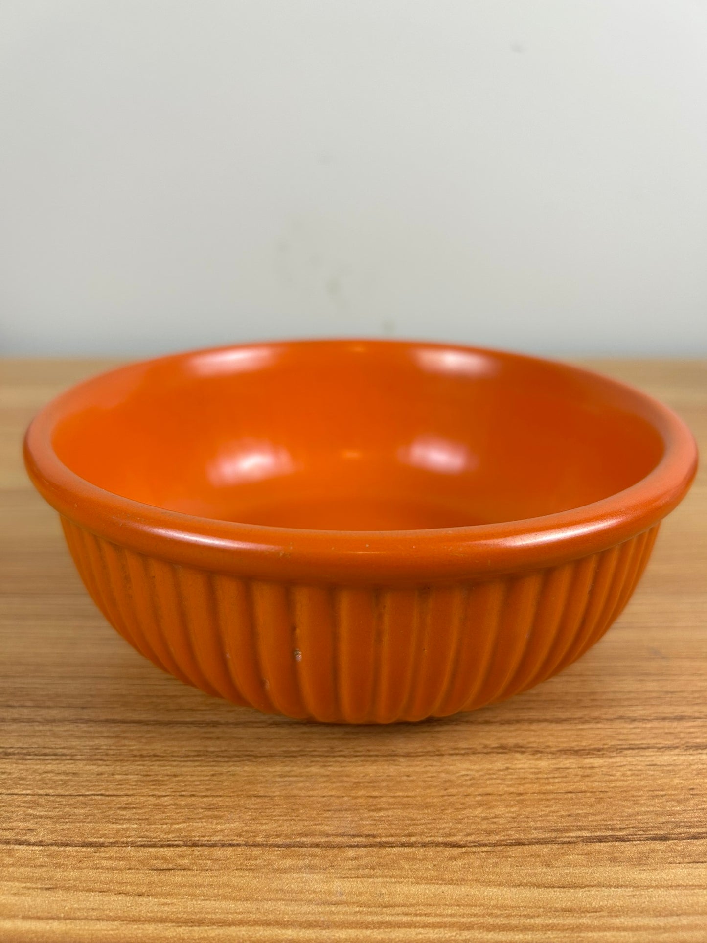 Weller Art Pottery Fluted Side Uranium Oxide Orange Glazed Bowl