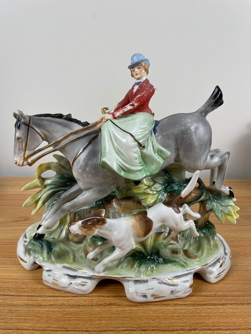 Carl Schneider Germany Mid Century Porcelain Figurine Woman Rider Horse