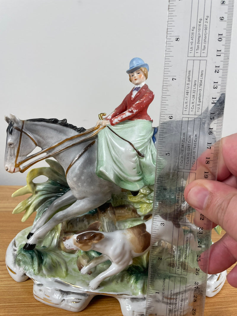 Carl Schneider Germany Mid Century Porcelain Figurine Woman Rider Horse