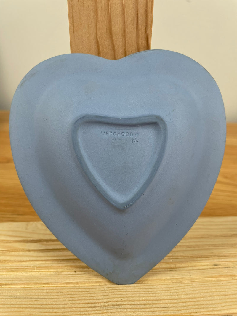 Vintage 70's Wedgwood Blue Jasperware Heart Shaped Tray Trinket Dish