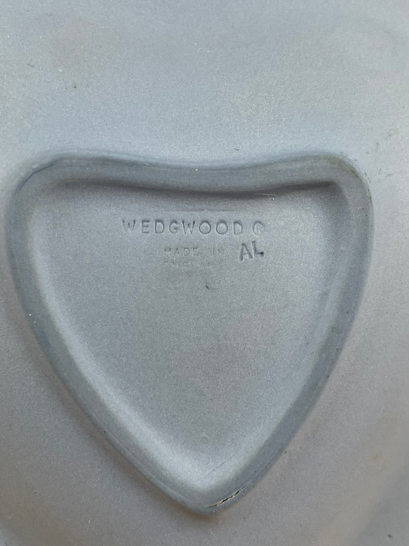 Vintage 70's Wedgwood Blue Jasperware Heart Shaped Tray Trinket Dish