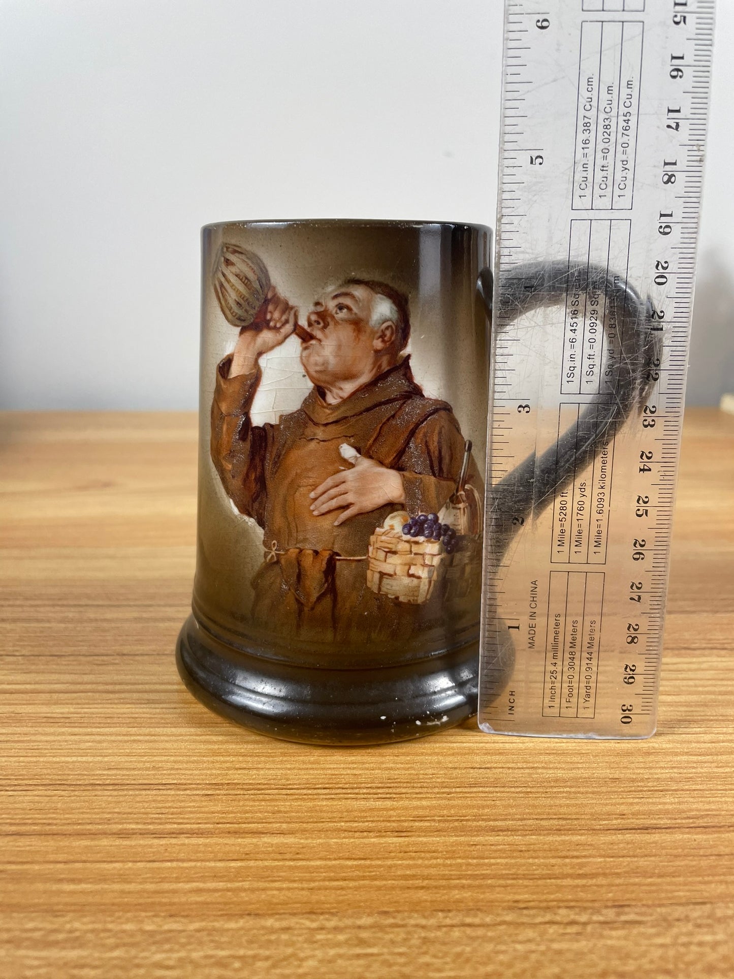 Vintage Columbia Trenton Art Pottery Monk Mug 4.5" Tall Drinking Wine