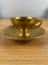 VINTAGE ROYAL EPIAG CUP AND SAUCER- GOLD GILT - BONE CHINA -CZECHOSLOVAKIA