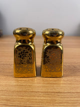 24k Gold Gilt Etched Design Salt & Pepper Shakers - Hutschenreuther Selb Bavaria 1930s