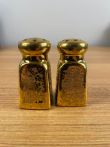 24k Gold Gilt Etched Design Salt & Pepper Shakers - Hutschenreuther Selb Bavaria 1930s