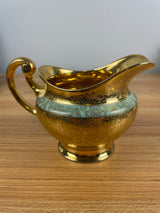 24k Gold Gilt Etched Design Banded Creamer - Hutschenreuther Selb Bavaria 1930s