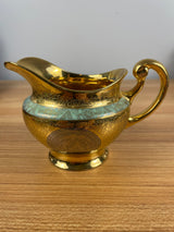 24k Gold Gilt Etched Design Banded Creamer - Hutschenreuther Selb Bavaria 1930s