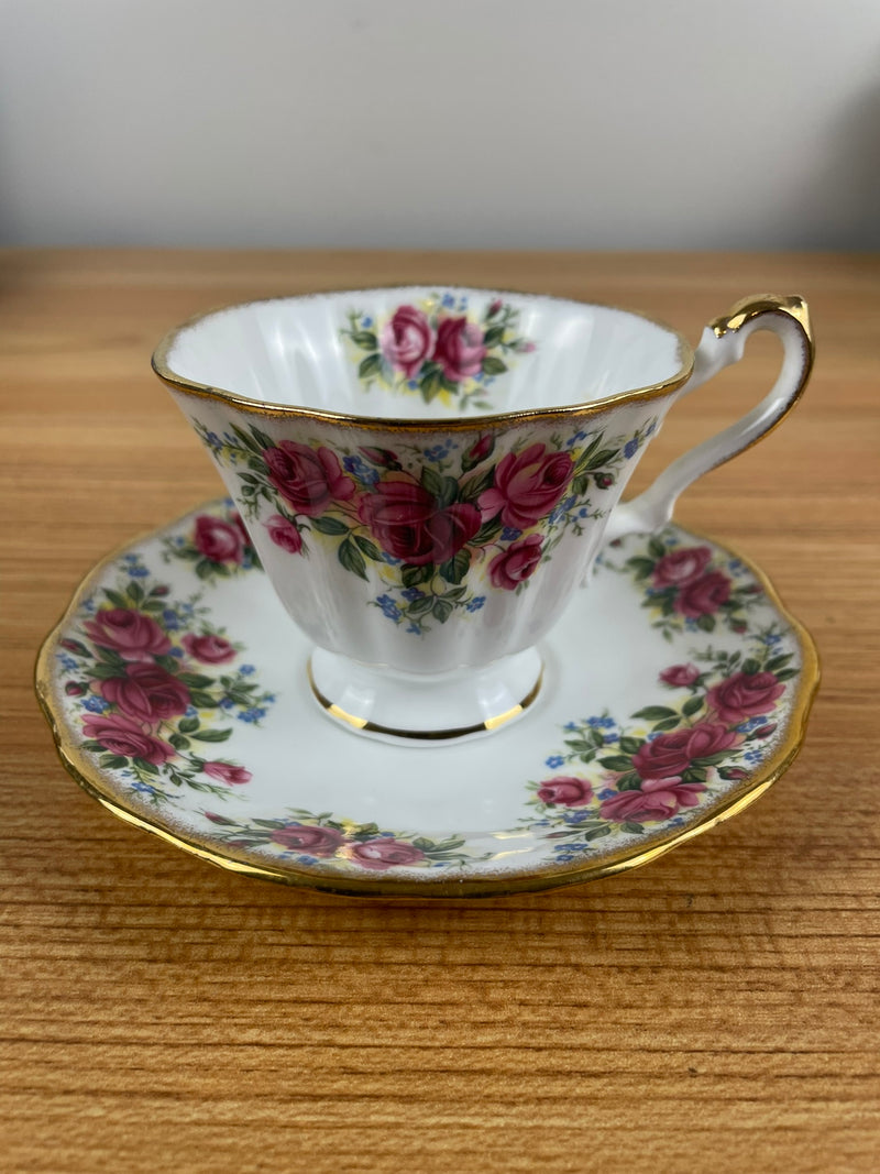 Royal Kendall Fine Bone China Tea Cup And Saucer Detailed Red Rose