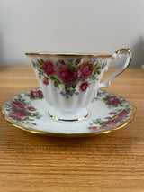 Royal Kendall Fine Bone China Tea Cup And Saucer Detailed Red Rose