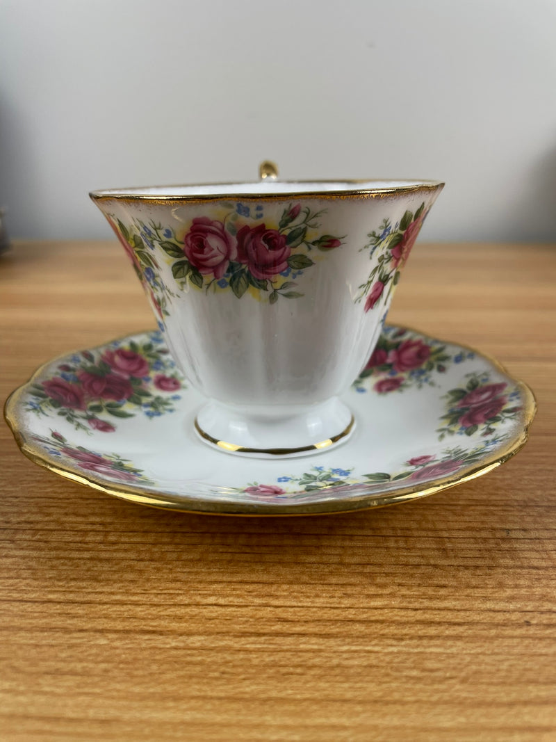 Royal Kendall Fine Bone China Tea Cup And Saucer Detailed Red Rose