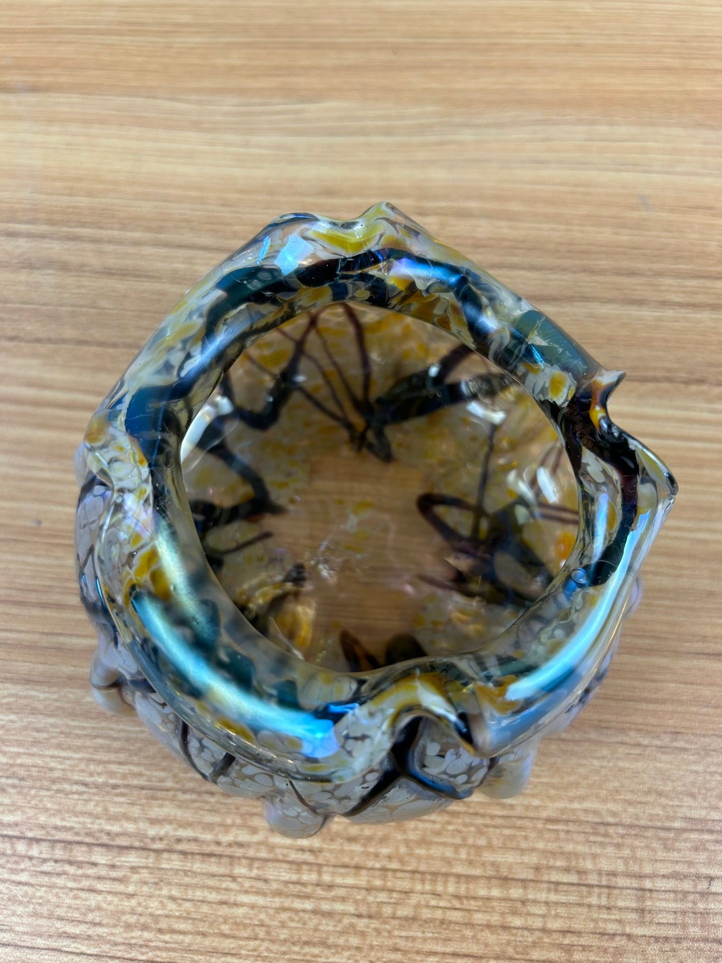 Palle Konig Bohemian Iridescent Veined Threaded Art Glass Vase