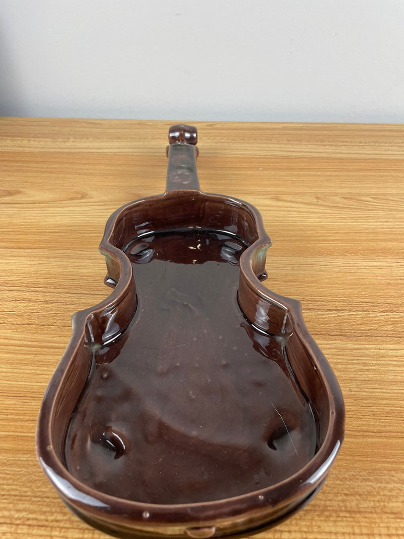 Vintage Royal Haeger Violin Dish Pottery Agate Vanity Dresser Table Brown Green