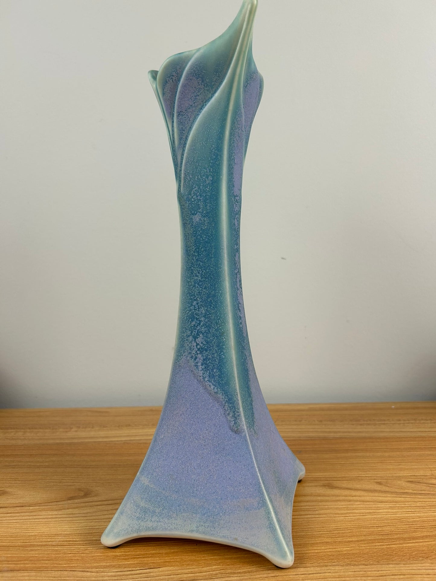 Newman Ceramic Works Studio Art Pottery Fris 13" Tall Purple Green Vase