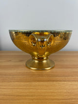 24K Gold ENCRUSTED Antique Bohemia Ceramic Footed Center Bowl. STAMPED