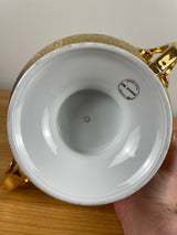 24K Gold ENCRUSTED Antique Bohemia Ceramic Footed Center Bowl. STAMPED